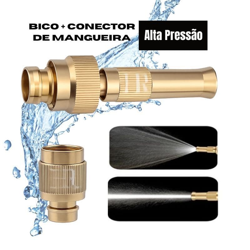 Kit Bico + Conector de Mangueira Alta Pressão Ajustável Cobre