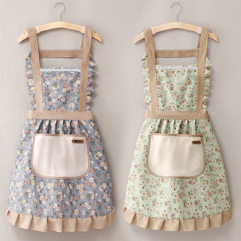 Avental De Renda De Algodão Puro Estilo Ocidental Para Mulheres Cozinha Cozimento Fino Verão Novo Influenciador ANJIN