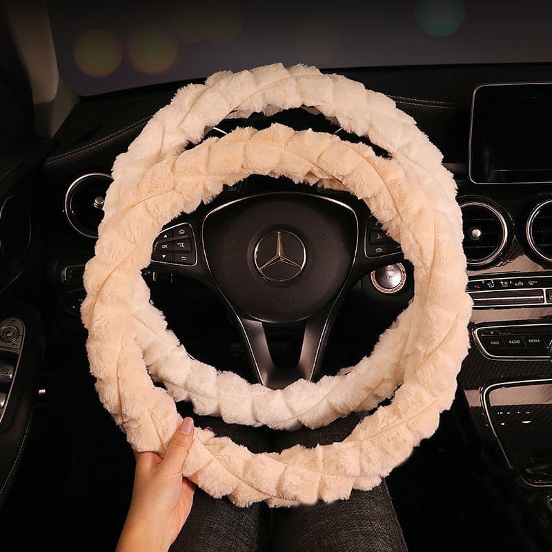 Capa de volante de carro de pelúcia inverno novo estilo feminino áspero acessórios DIY antiderrapante quente inverno gui