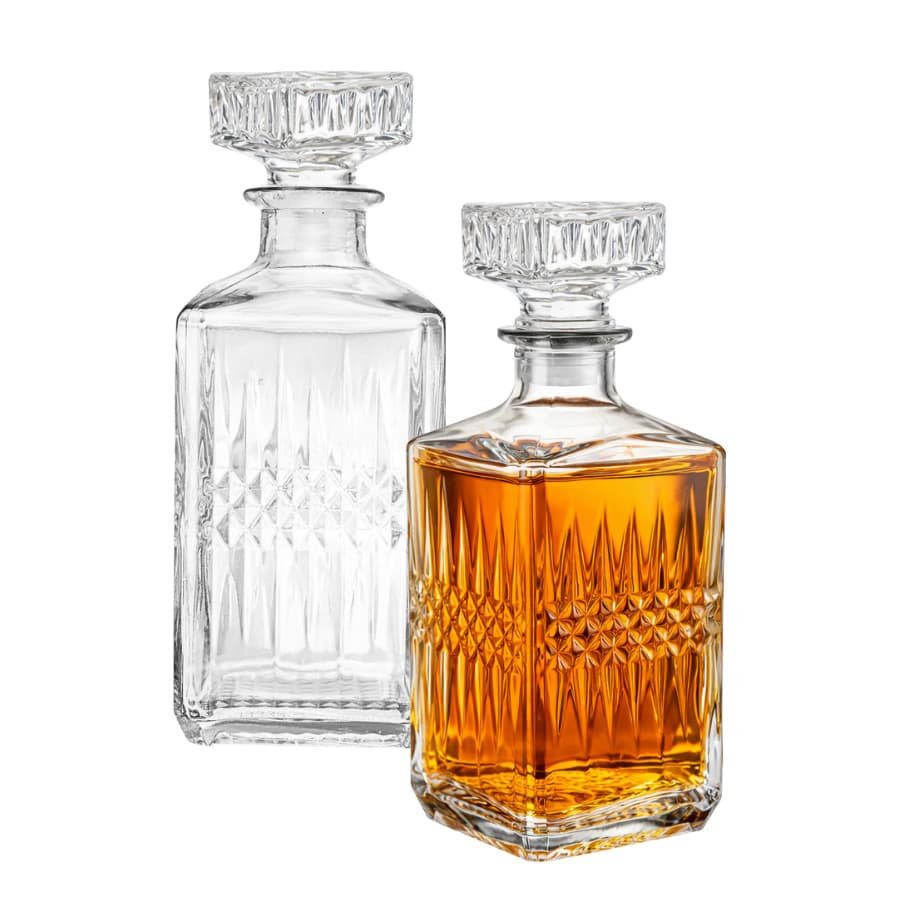 Garrafa Whisky Decanter De Vidro Transparente Cristal Licoreira Tampa 1 Litro