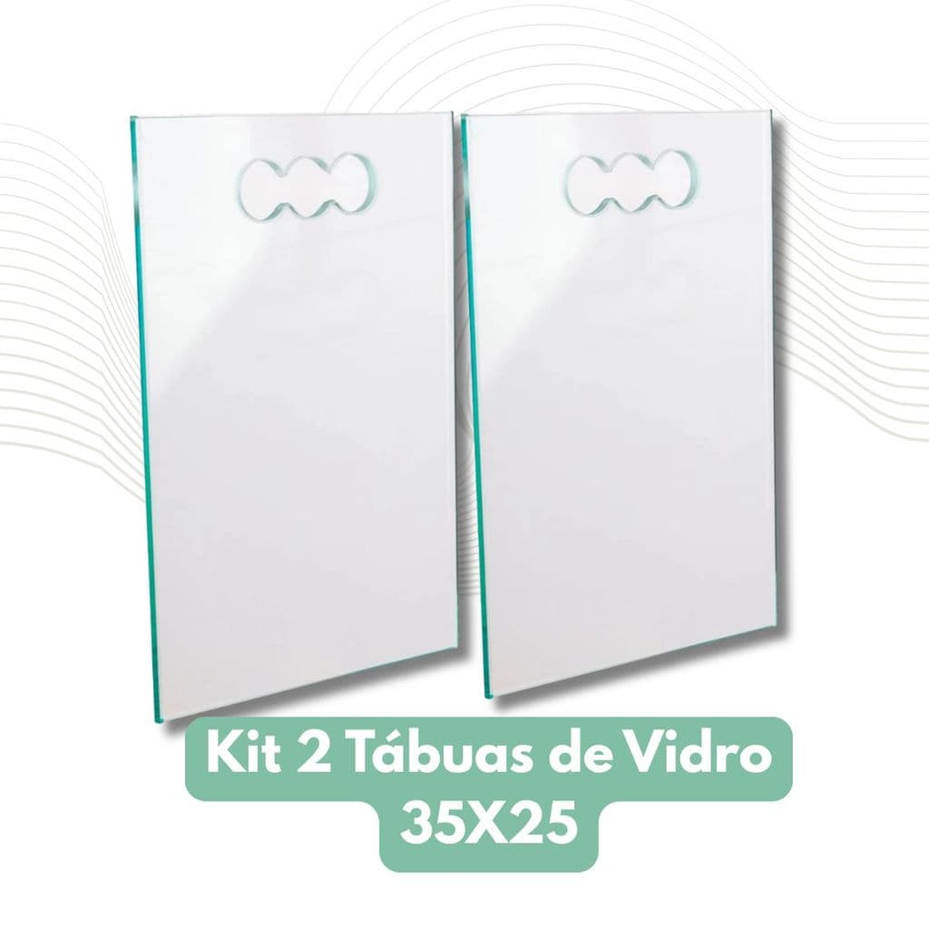 KIT 2 TÁBUAS DE CORTE DE VIDRO TEMPERADO 35X25 CM 6MM