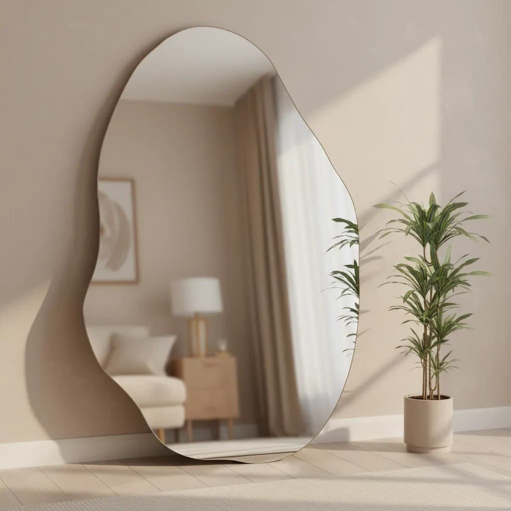 Espelho Orgânico Lapidado Grande Sem Moldura Decoração Quarto Banheiro