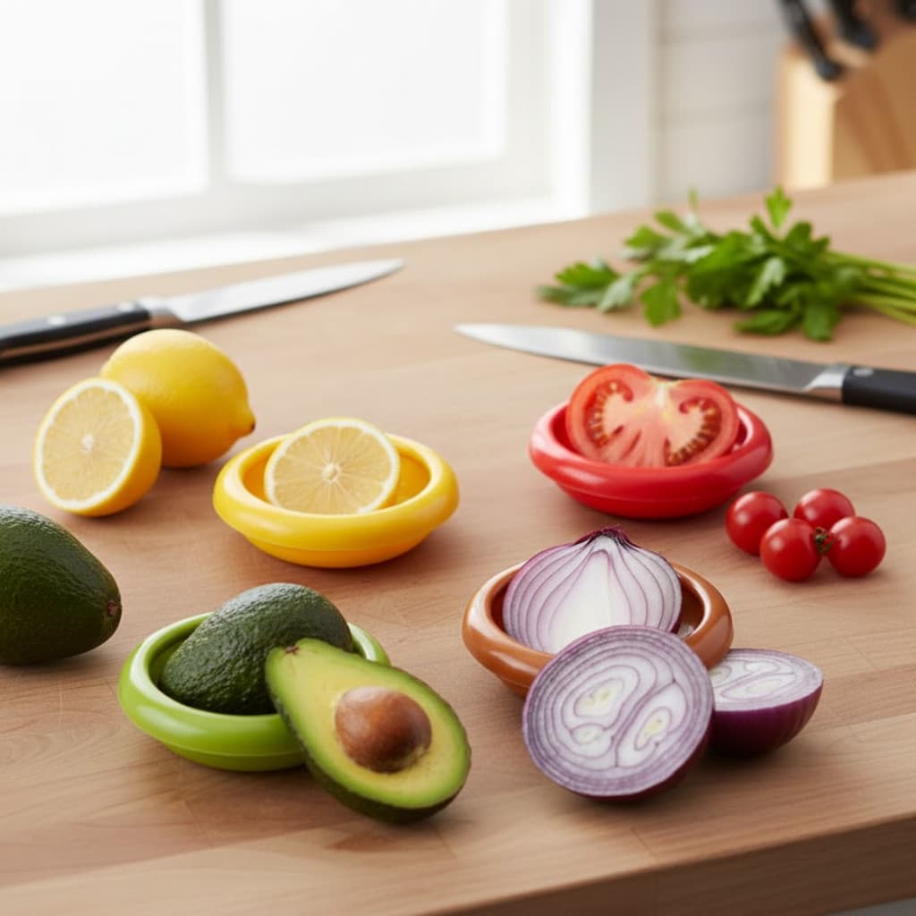 Protetor de Alimentos Silicone Recipiente Frutas Tomate Cebola Cozinha Geladeira Casa