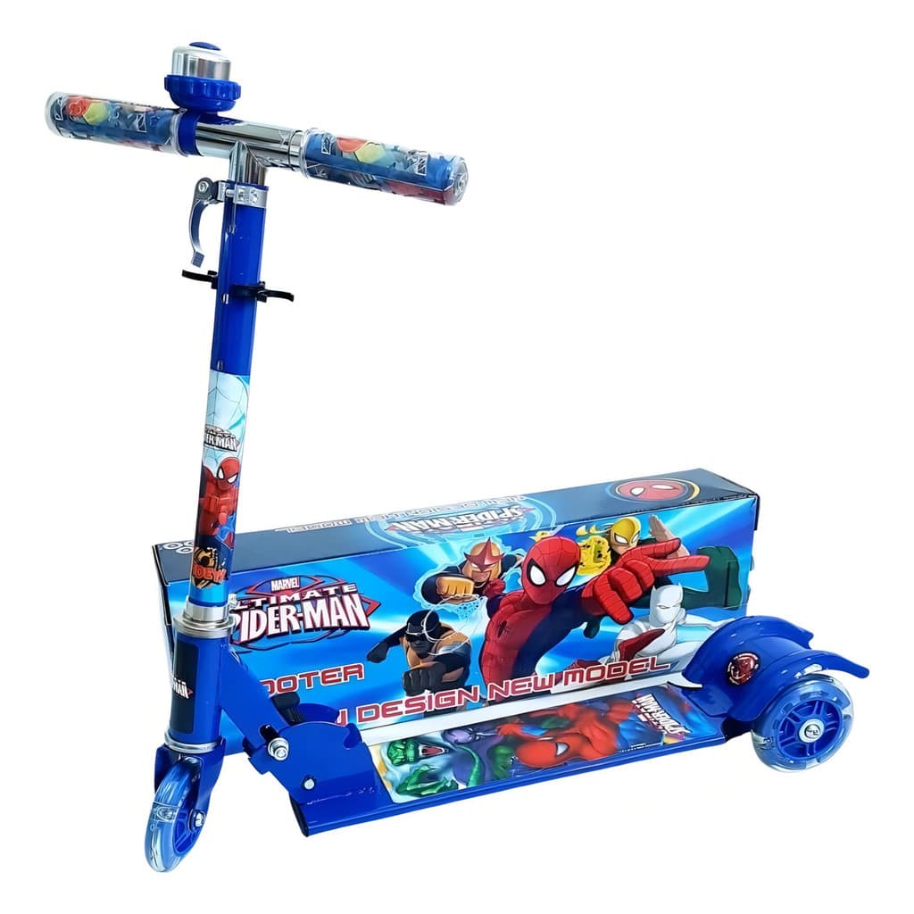 Patinete Infantil Homem Aranha 3 Rodas Cor Azul