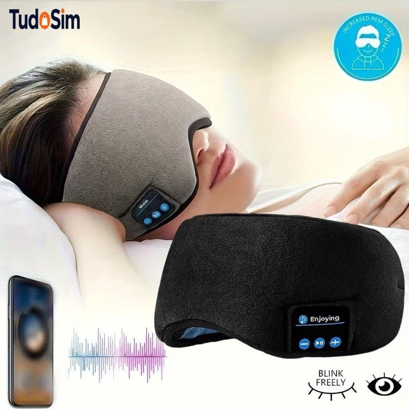 Máscara de Dormir com Sem Fio Bluetooth Recarregável Música por Conectividade Celular, Conforto Ajustável