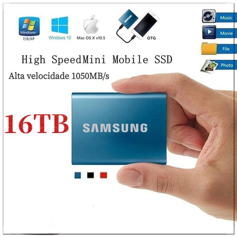 Samsung Externo HD 1TB 2TB SSD 8TB 16TB Disco Rígido Expansão Armazenamento 30TB 60TB 128TB USB3.1 De Alta Velocidade