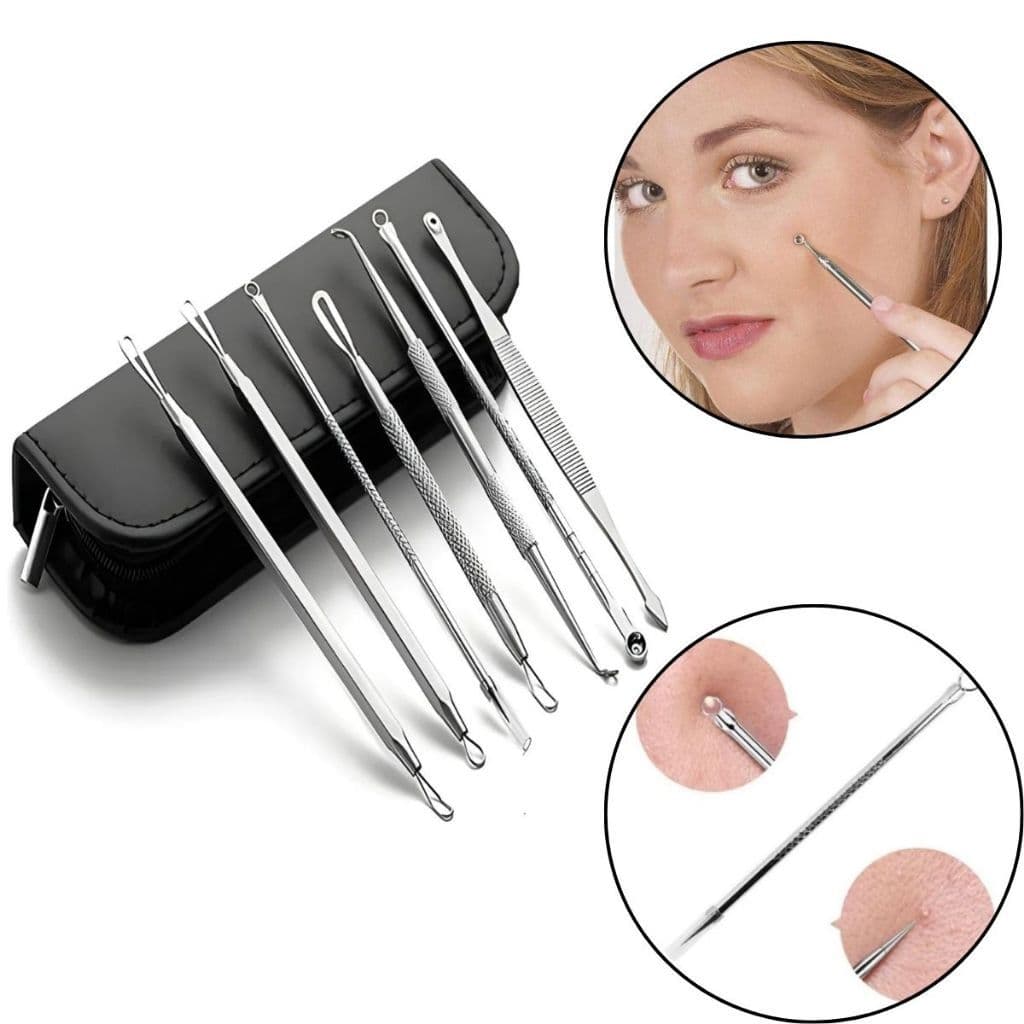 Kit 7 Extratores de Cravos Acne Espinhas Ferramentas Ponta Dupla(FT)