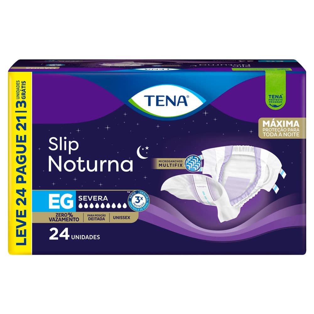 Fralda Geriátrica Tena Slip Noturna EG Leve 24 Pague 21 unidades