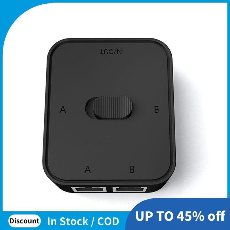 Interruptor De Rede RJ45 LAN CAT6 De 2 Portas 1000Mbps 2 Em 1 Saída/1 2 Saídas Divisor De Switcher Externa Interna