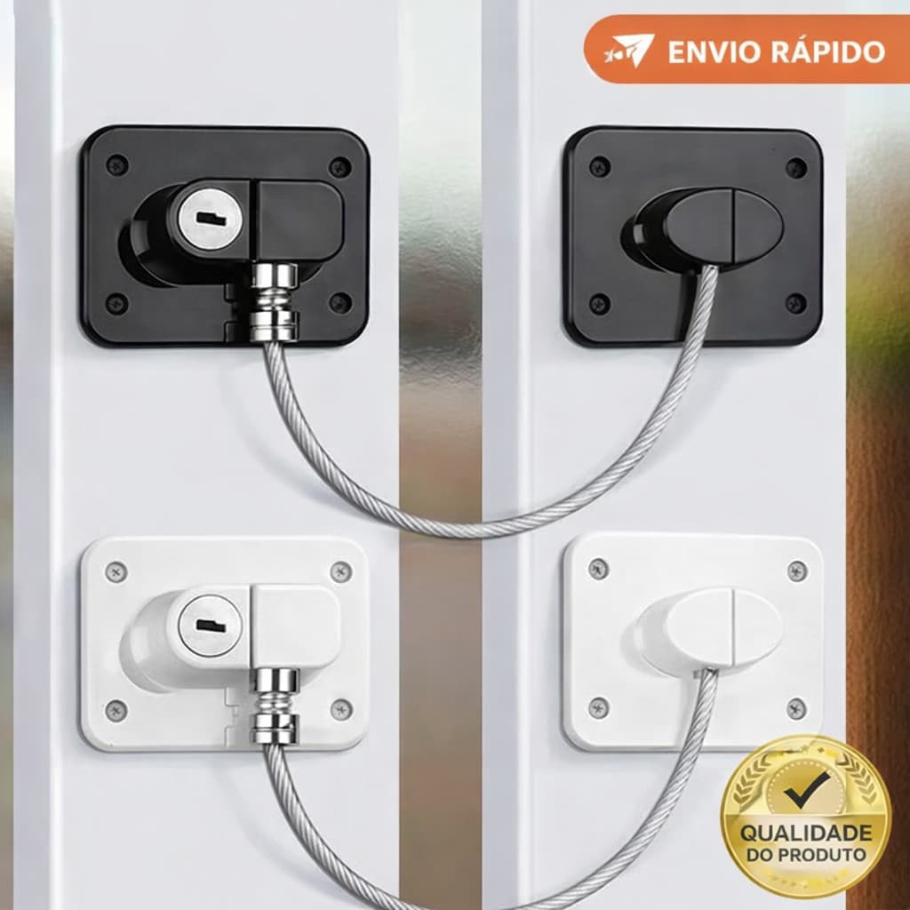 Trava Tranca Com Chave Senha Geladeira Freezer Porta Janela Gaveta Dupla Face