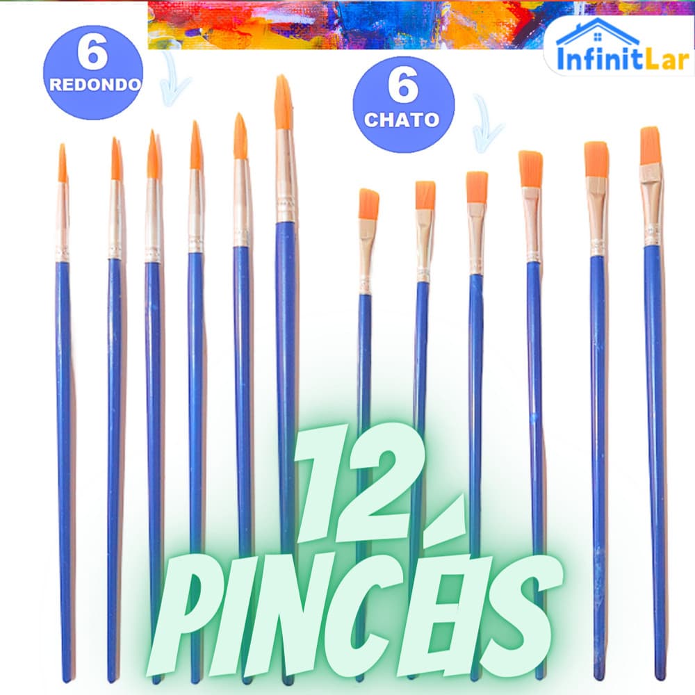 12/24 Pintura Pincel Nylon Cerdas Resistente Não Solta Pelo p/ Acrílica Guache Aquarela Artesanato Detalhe Fino Chato