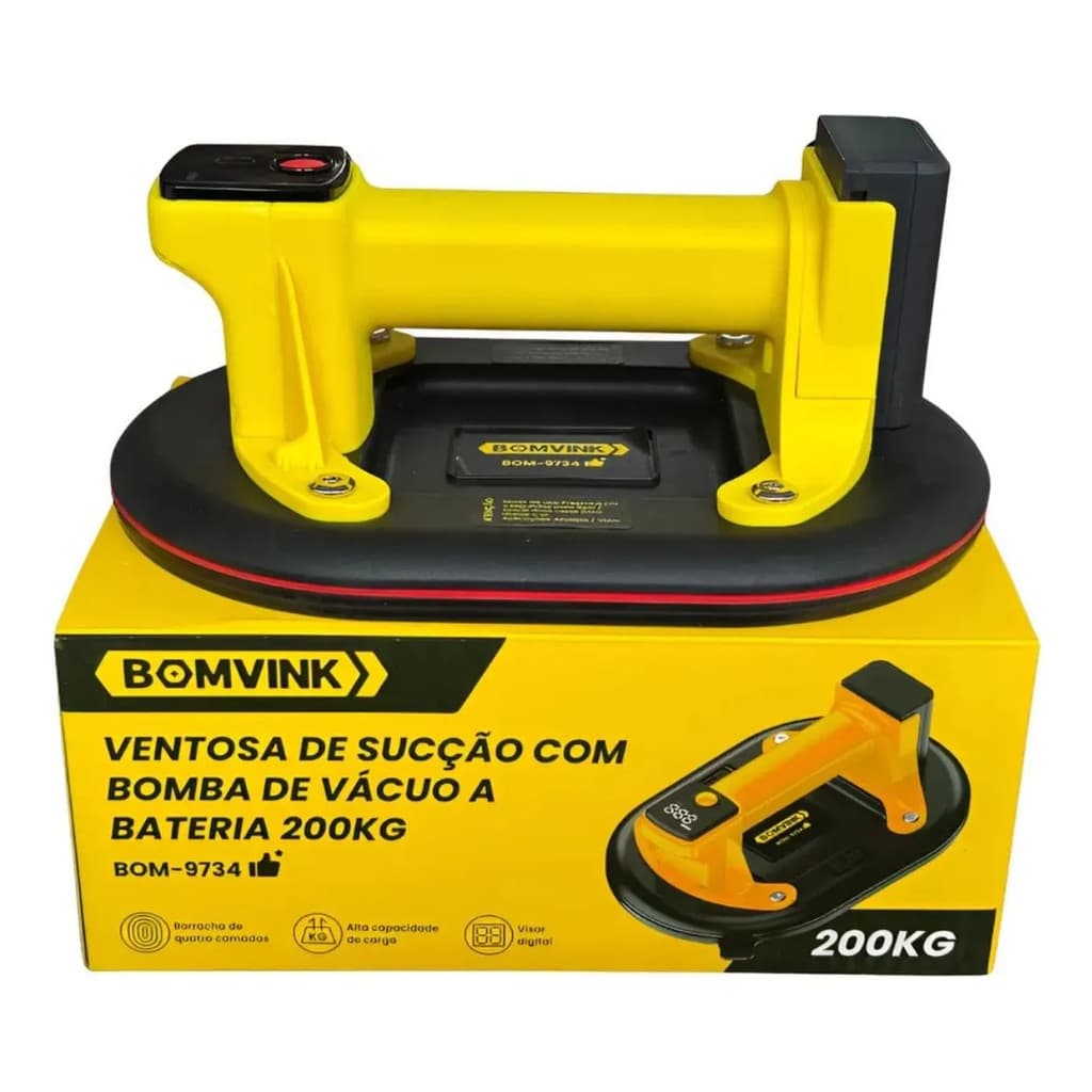 Ventosa de Sucção com Bomba de Vácuo a Bateria 200kg - Bomvink