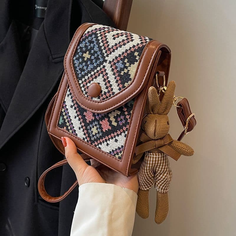 Vintage De Lona Porta Celular Bolsa Feminina Grande Capacidade Alca Transversal Pequena Versatil