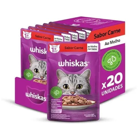 Whiskas Sachê 85g – 16 Unid +4 Grátis Leve 20