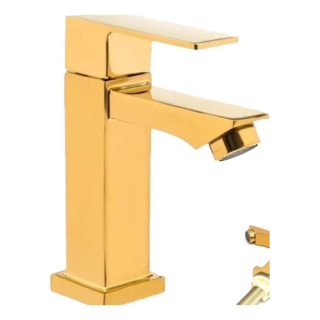 Torneira P Banheiro Dourada Acabamento Aço Inoxidável Aikino