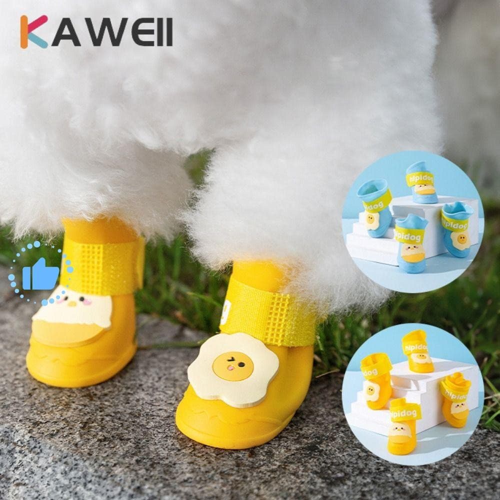 KAWEII 4 Pçs/Set Bota De Chuva Para Animais De Estimação , Sapatos De Silicone Impermeáveis Cachorro , Bonito Desenho An