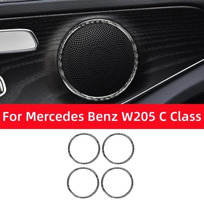 Para Mercedes Benz C GLC Classe W205 X253 Fibra De Carbono Interior Porta Áudio Alto-Falante Anel Guarnição Adesivo Aces