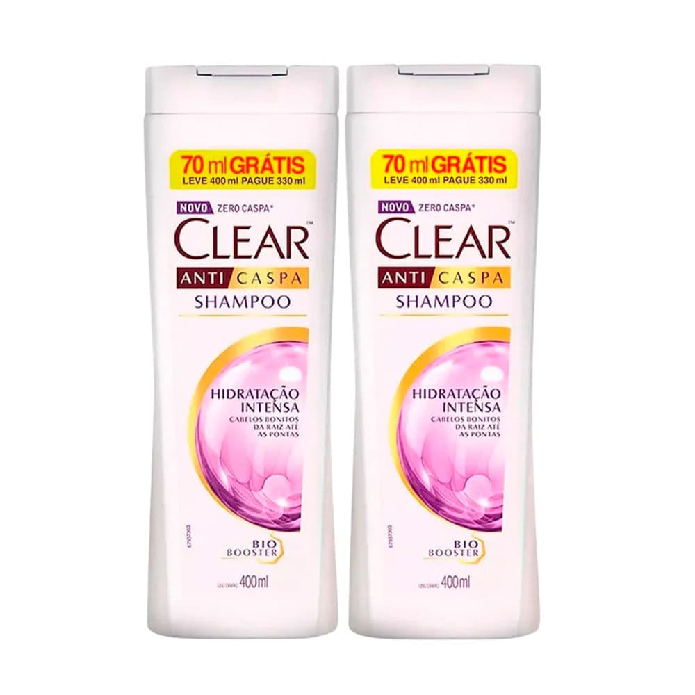 Kit Shampoo Clear Anticaspa Hidratação Intensa Leve 400ml Pague 330ml - 2 Unidades
