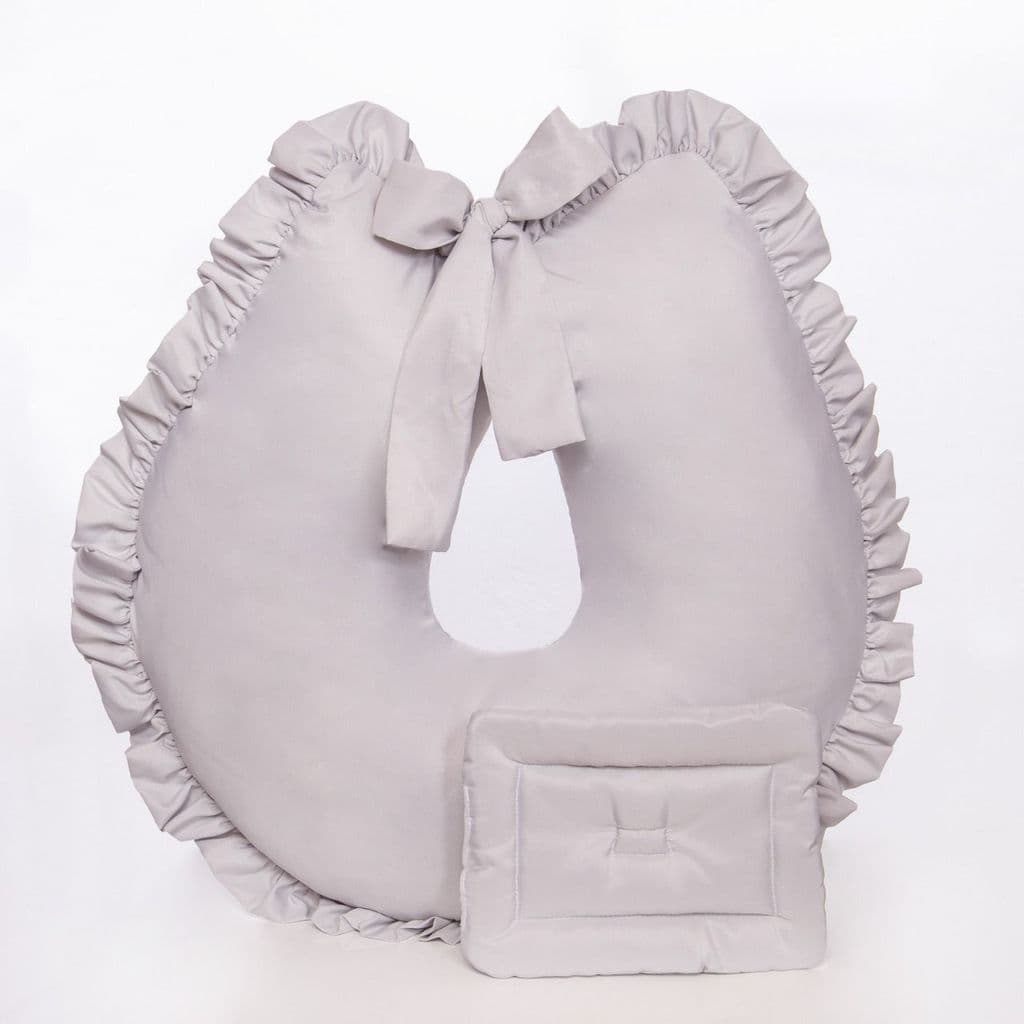 Kit Jogo de Almofada de Amamentação com Zíper Refil e Apoio Berço Basic Cinza