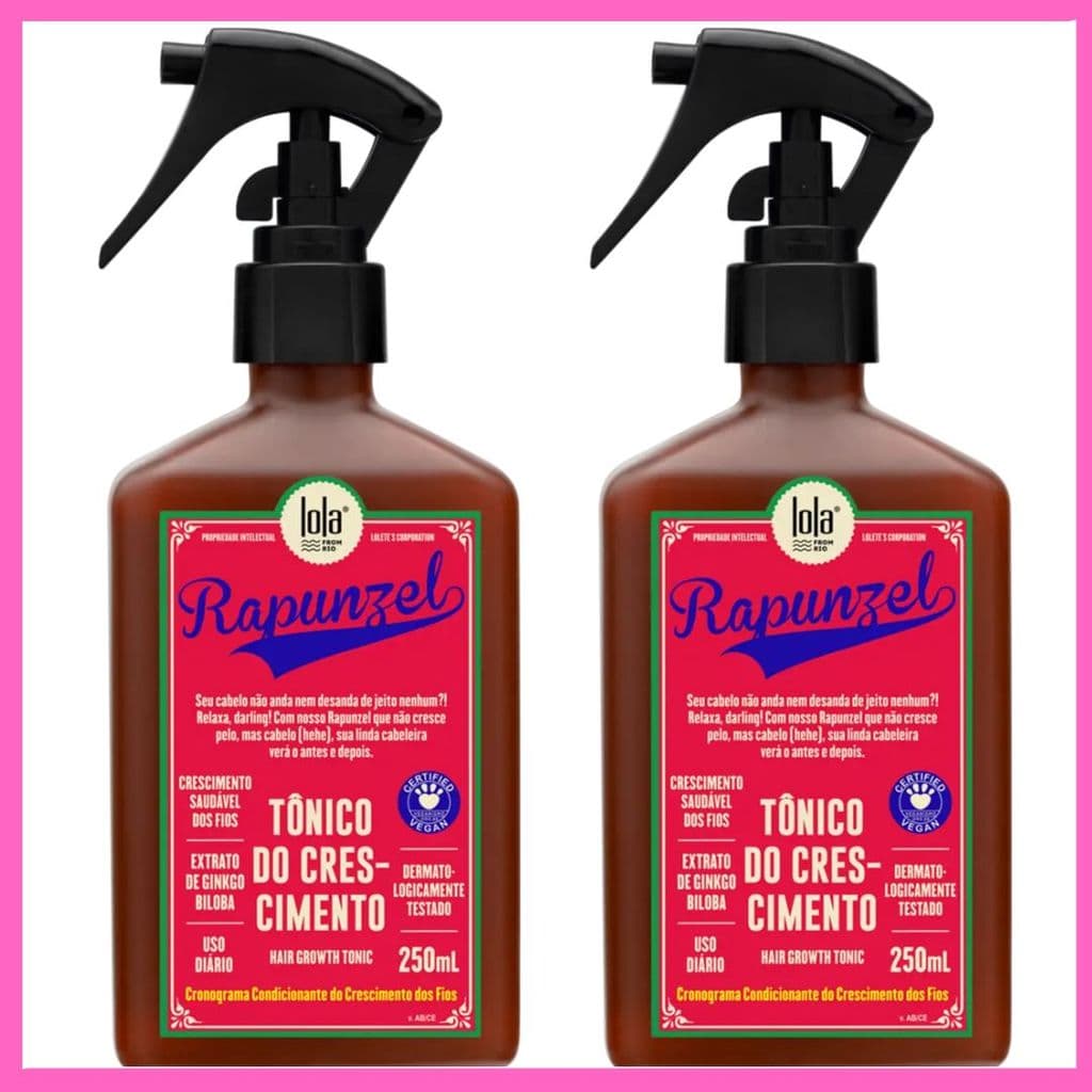 Kit 2 Tônicos Rapunzel Lola Cosmetics 250ml – Crescimento Acelerado e Fios Mais Fortes