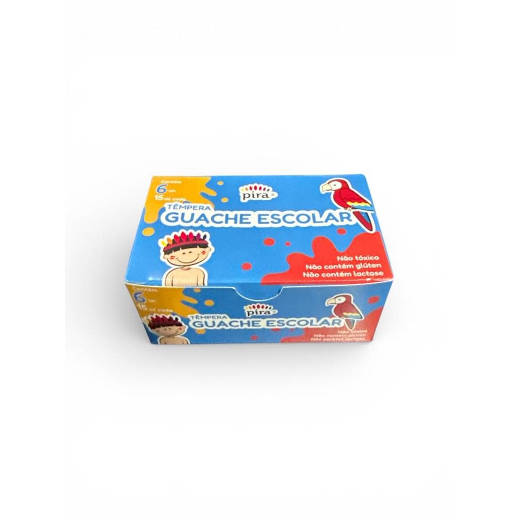 Tinta Guache Escolar cx c/ 6 potes de 15ml cada – Pira