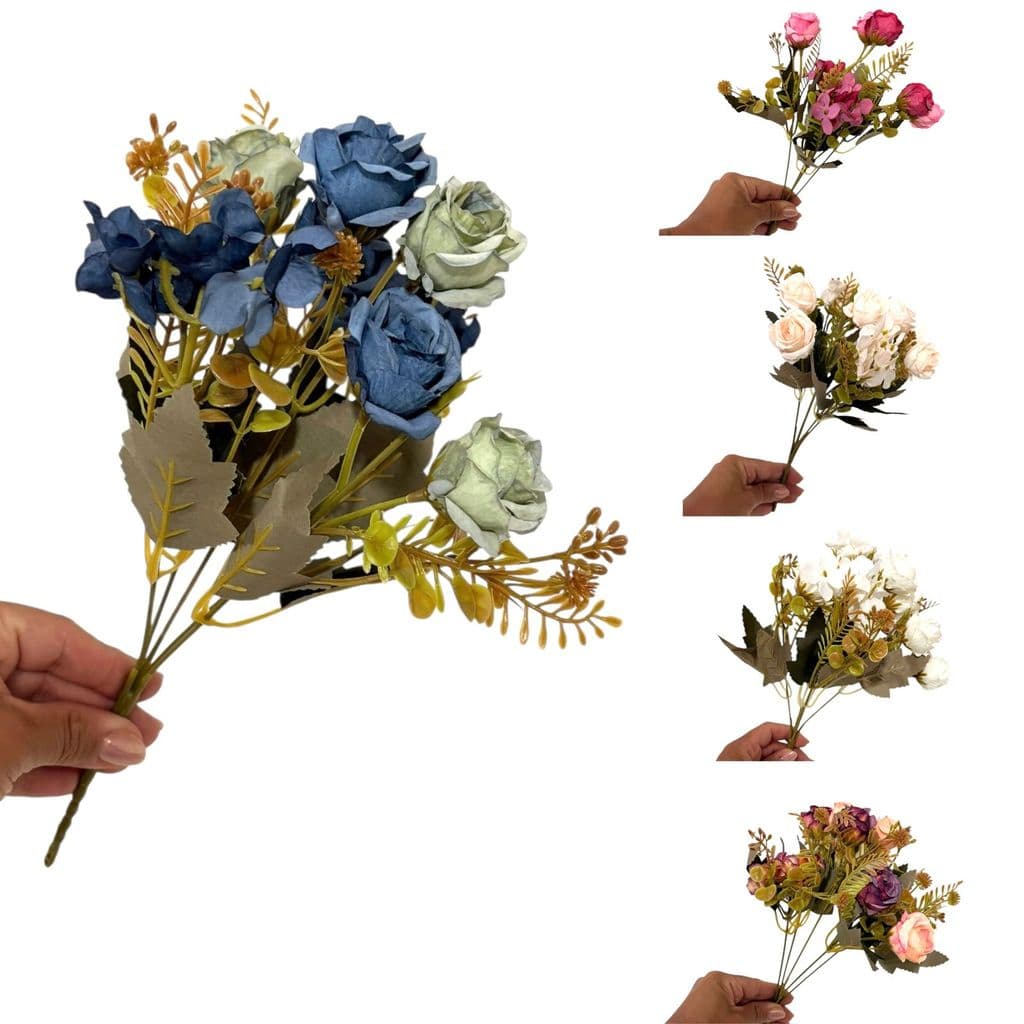 Buquê Artificial Botãozinho com Folhagem Com 5 Hastes Decorativas Realistas