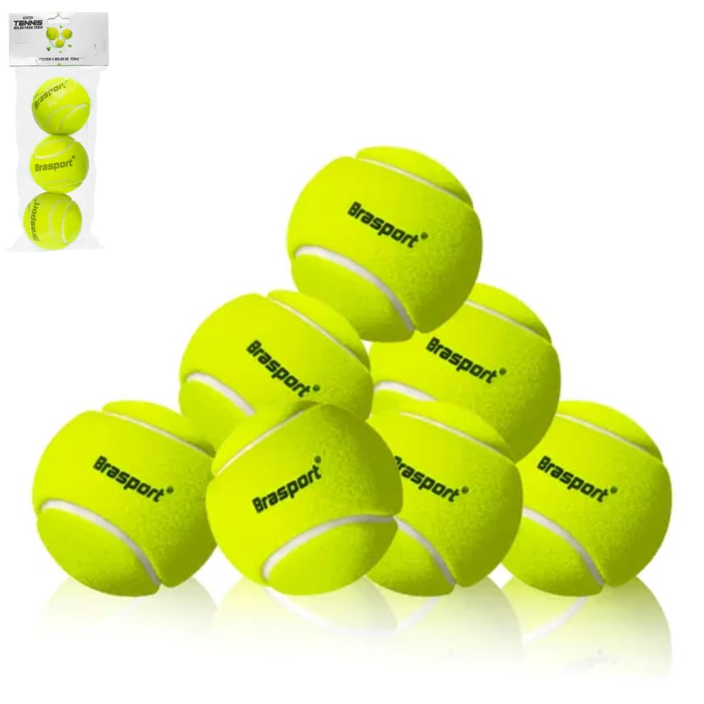 Kit 12 Bolas de Tênis Verde para Treinamento Esporte Lazer Tennis Brasport