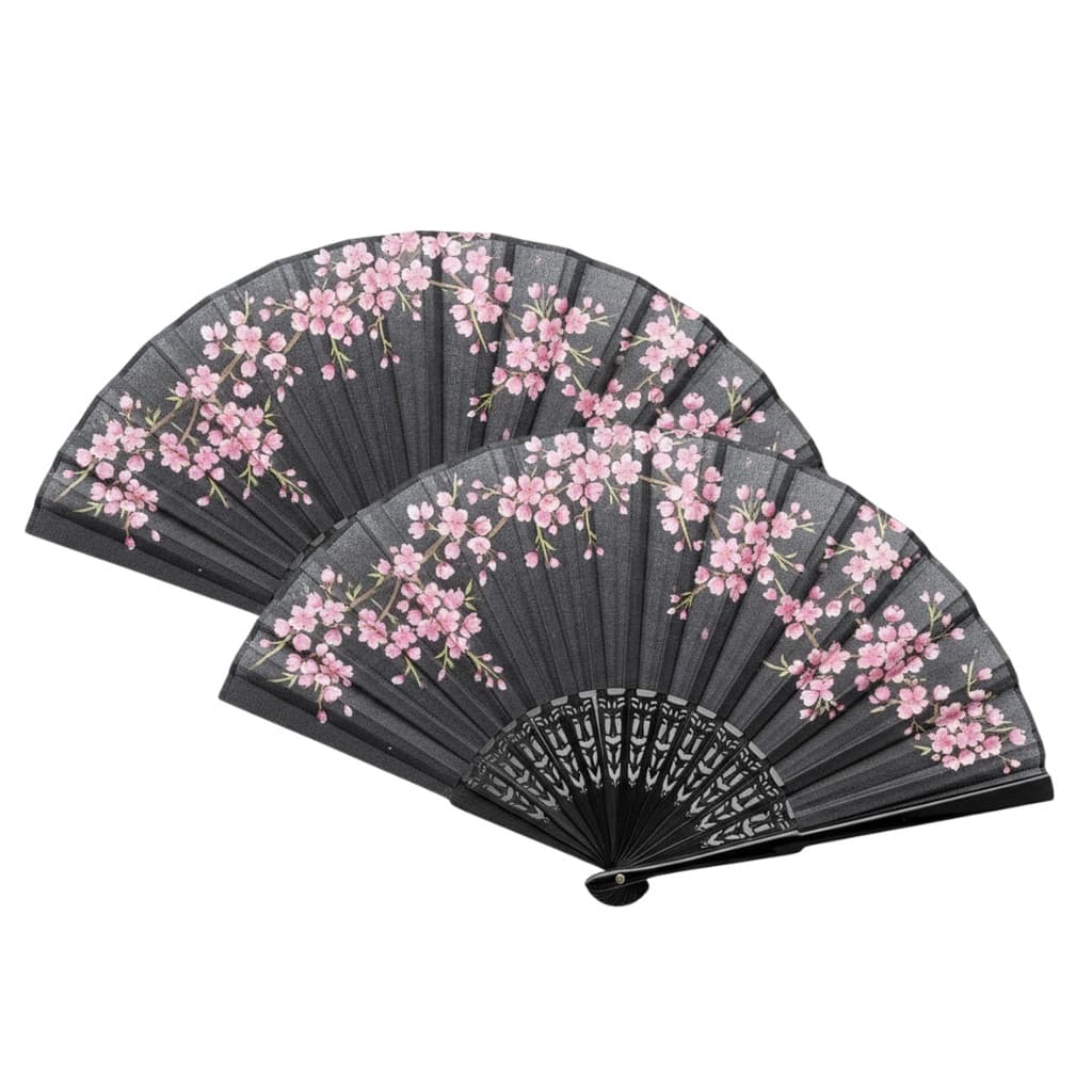 Kit 2 Leques Luxo com decoração floral para Abanar 43x22