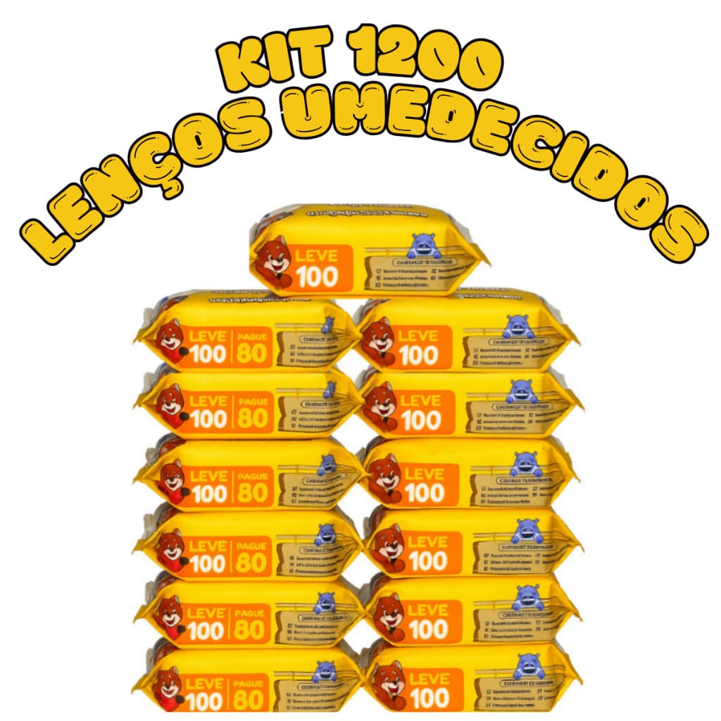 Kit 1200 Lenço Umedecido Baby Chameguinho Higiene Infantil Pele Sensível Sem Álcool Menina Menino RN