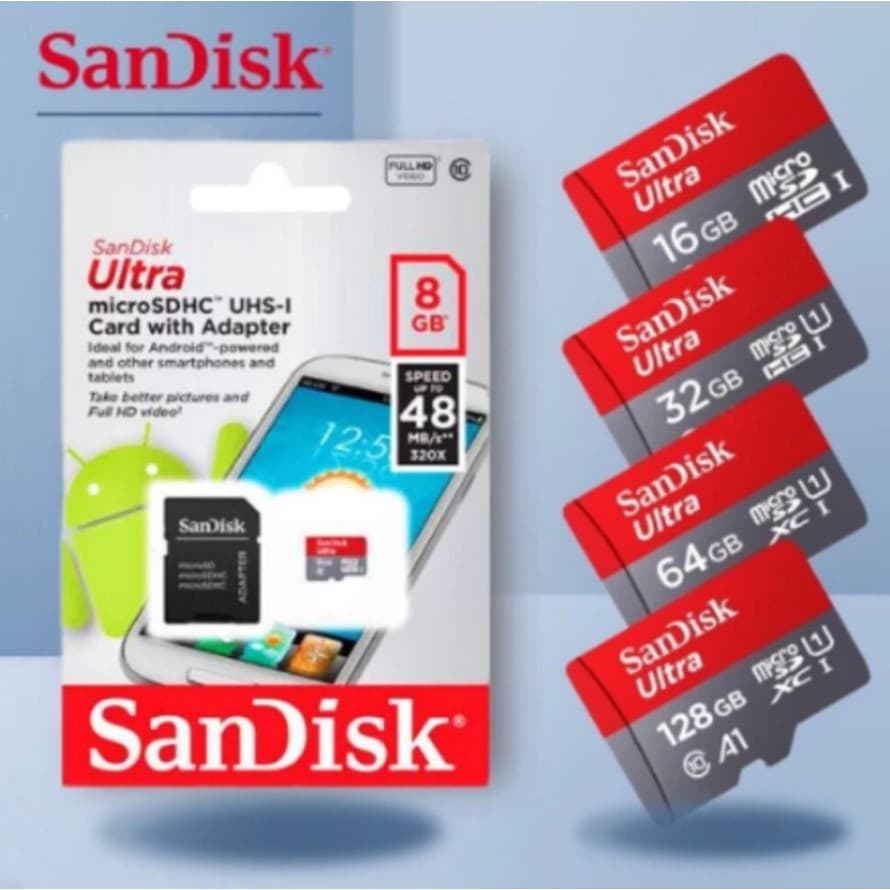 Cartão De Memória Micro Sd Sandisk 16GB-128GB Classe 10 Ultra