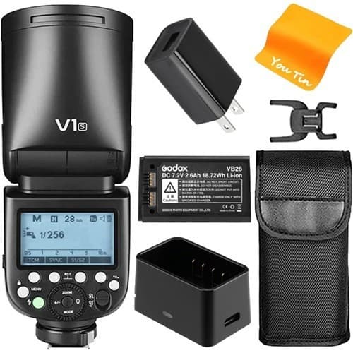 Flash Godox Speedlite V1-C para Canon cabeça redonda com bateria V1 C