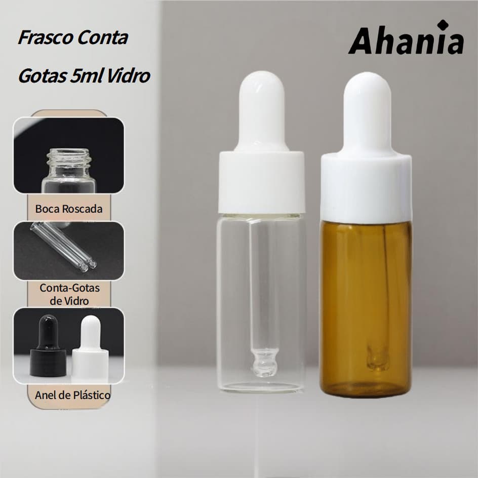 Kit de 4 Mini Frascos de Vidro Conta-gotas Para Óleo Essencial Com Tampa Antivazamento 5ml Para Viagem