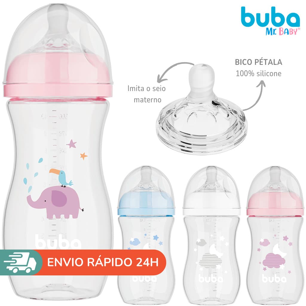 Mamadeira Anticólica com Bico Pétala Ultrasoft Buba