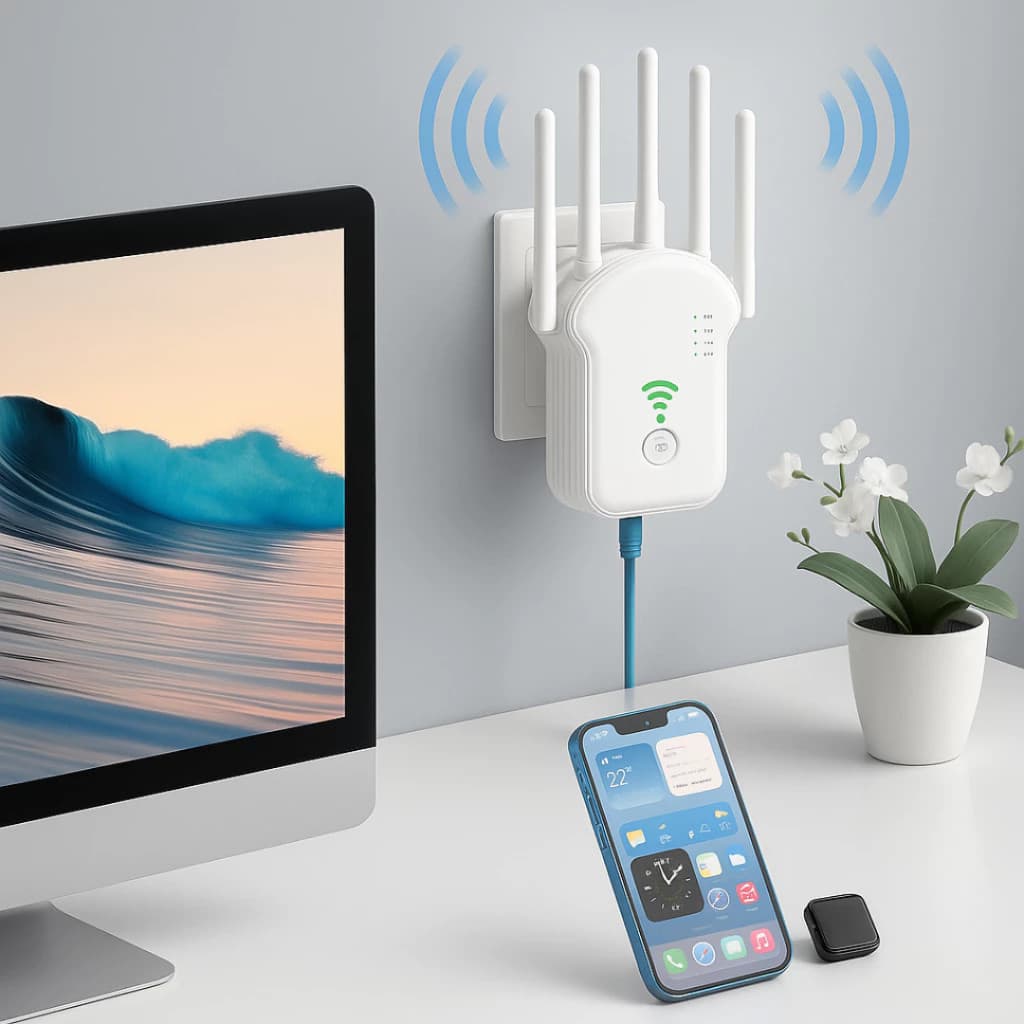 Repetidor Wifi 2800m 6 Antenas Roteador Amplificador De Sinal Modem 1200MBPS Click