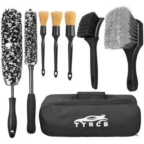 Conjunto de 8 Escovas para Limpeza de Rodas e Pneus - 2 Escovas Macias para Limpeza de Rodas, Escova para Detalhamento &