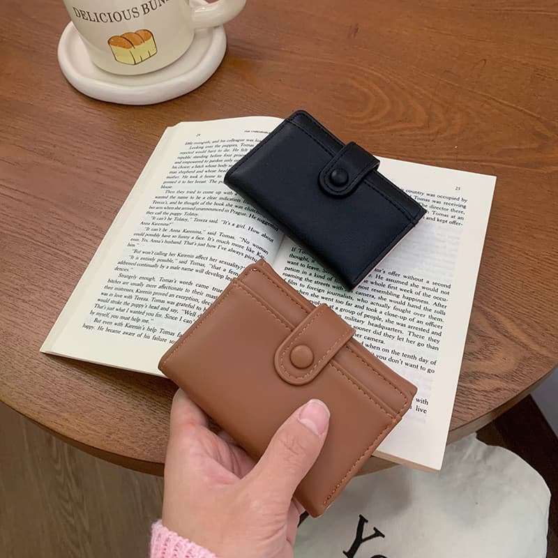 Carteira Tripla Snap | Mini Carteiras Para Cartões Com Slot Vários Bolsa Portátil Identificação E Dinheiro