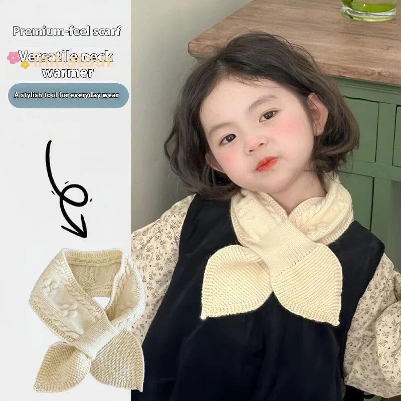 [Init-t] Novo Outono E Inverno Infantil Gravata Borboleta Pequena Cruz Cachecóis Bonito Bebê Macio Quente Cachecol De Ma