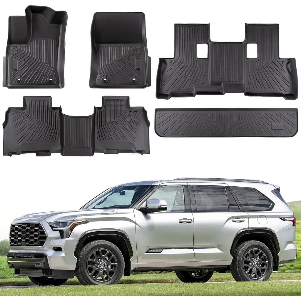 Tapetes Para Todos Os Climas Forro De Carga De 3 Fileiras Toyota Sequoia 2025 2024 2023 (Apenas 2a Fileira Com Console C