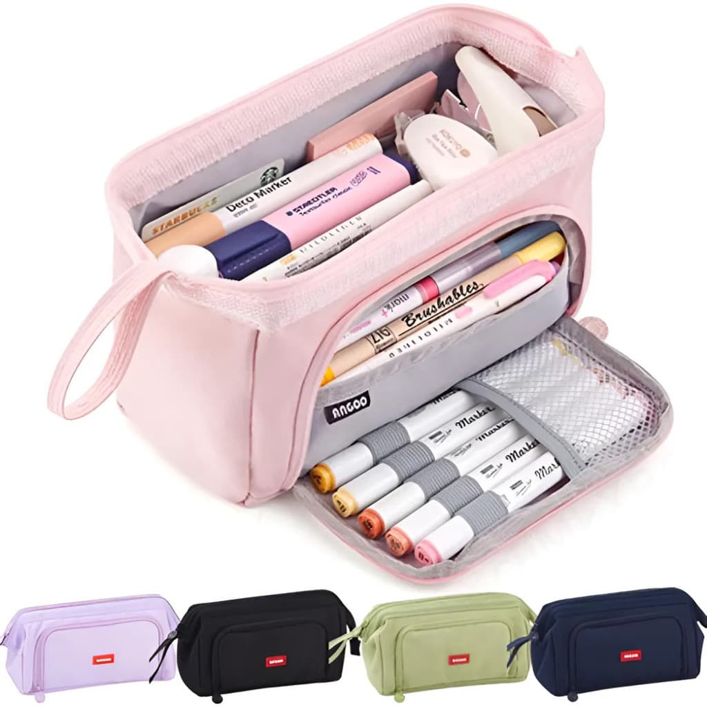 Estojo De Lápis Caneta Esferográfica De Papelaria Bolsa De Armazenamento Portátil De Grande Capacidade yobel