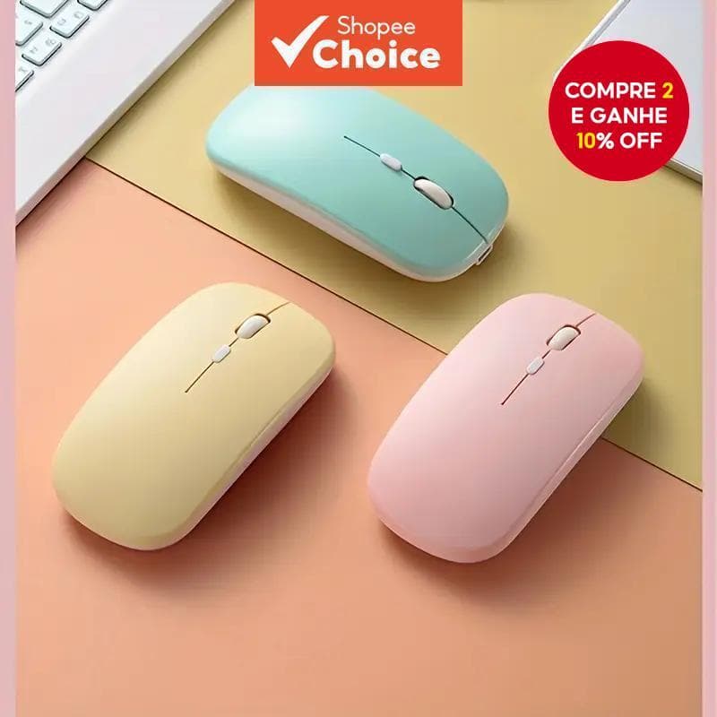 Rato Silencioso Bluetooth Sem Fio 2.4GHz Para iPad Macbook Portátil Ratos Ópticos Recarregáveis Finos