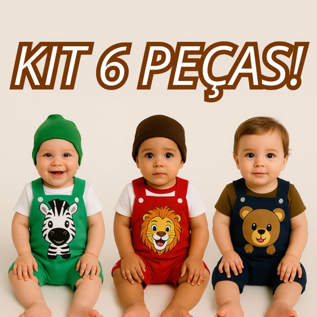 Kit 6 Peças Roupa De Bebe Peças Safari Enxoval Presente Unissex Menino Roupas de Bebê Conjunto Bebê Para Escola BebÊ