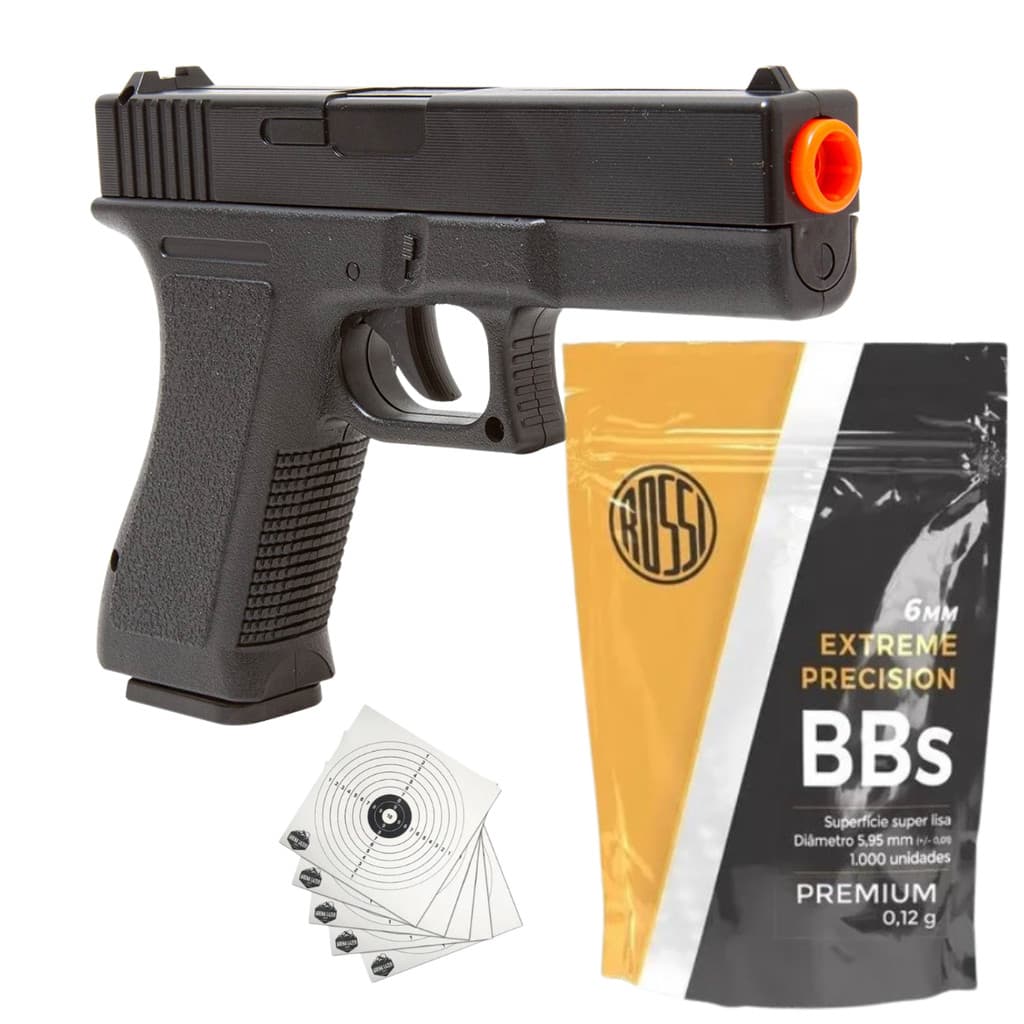 Pistola de Bolinha BBs Airsoft Vigor V307 6mm Spring Mola + 1000 Esfera Pástica + 10 Alvos