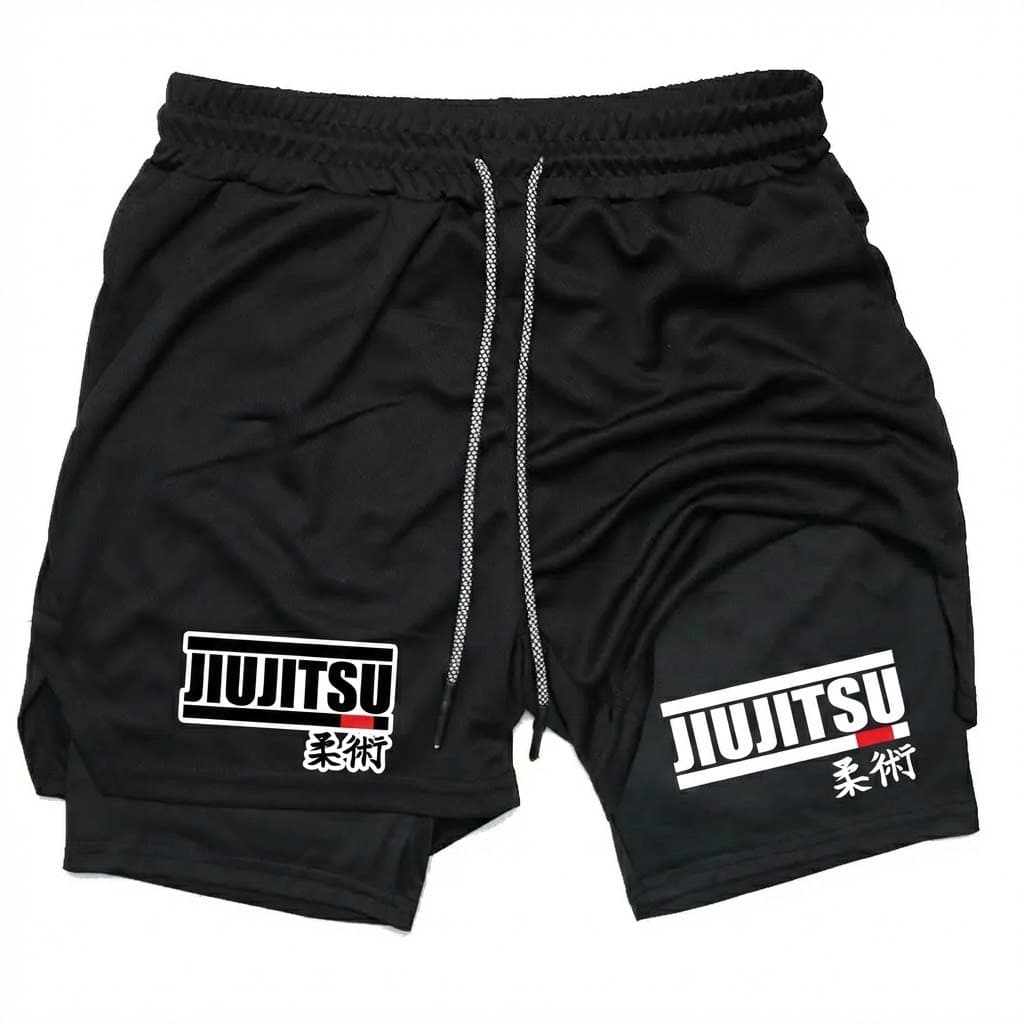 Short de Compressão Masculino Jiu-jitsu Luta Dry Fit 2 em 1