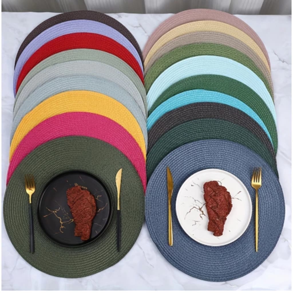 Kit 4/6 Peças Jogo Americano Redondo Sousplat Cozinha Jantar Descanso de Prato Sousplat Cozinha