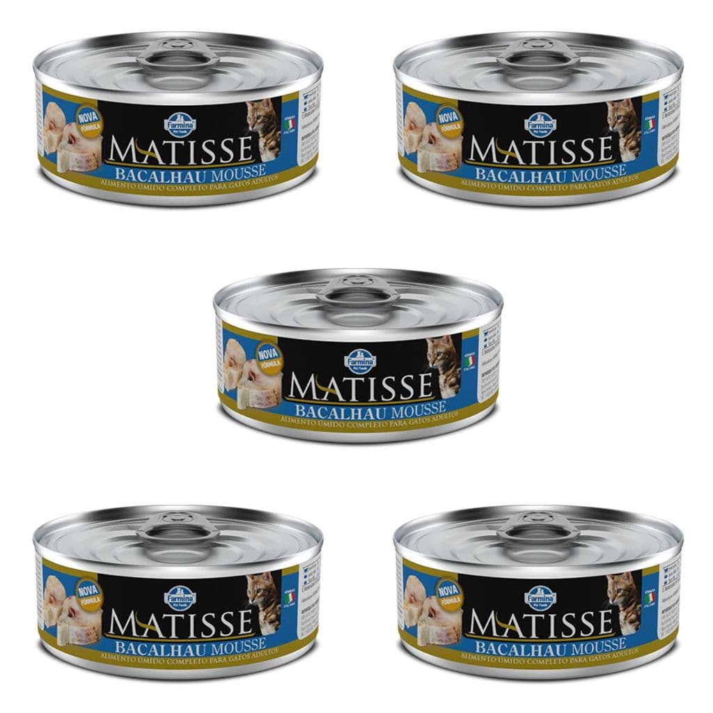 Kit 5x Matisse Cat Wet Mousse Bacalhau 85g