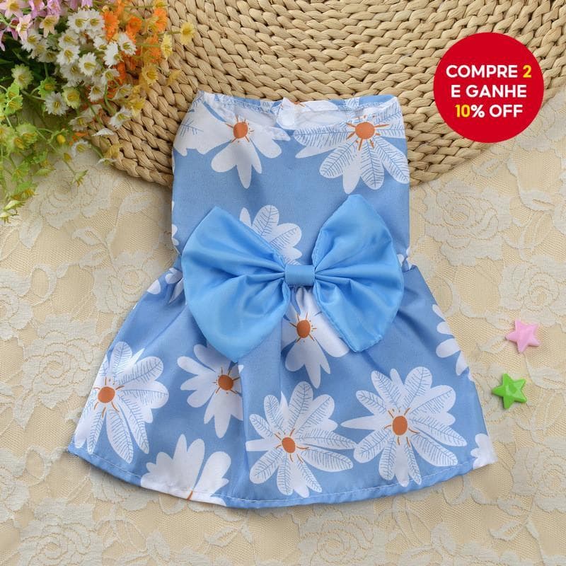 Vestido Princesa Floral para cães pequenos e gatos, primavera/verão 2025, disponível em várias cores.