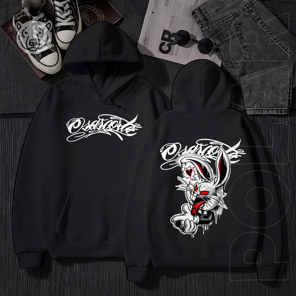 Blusa de Frio Osascorte BadBunny Osascorte 244 Grau Moletom Com Capuz