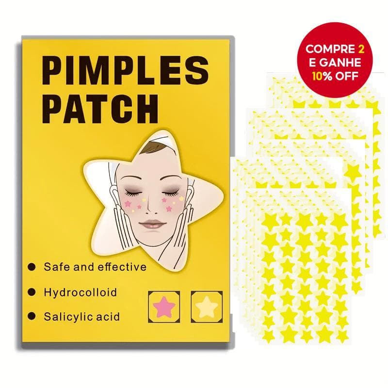  40pcs de adesivos em forma de estrela para espinhas no rosto - Hidrocolóide + Árvore do Chá, absorvendo manchas.