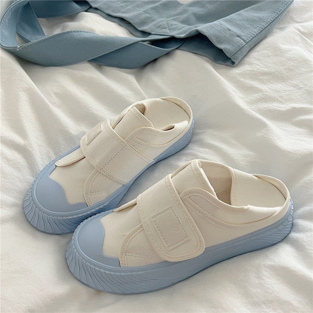 KUUP Mar Sal Azul Sapatos de Lona Preguiçosos Sapatos Brancos Verão Sola Grossa Tênis Casuais de Duas Peças