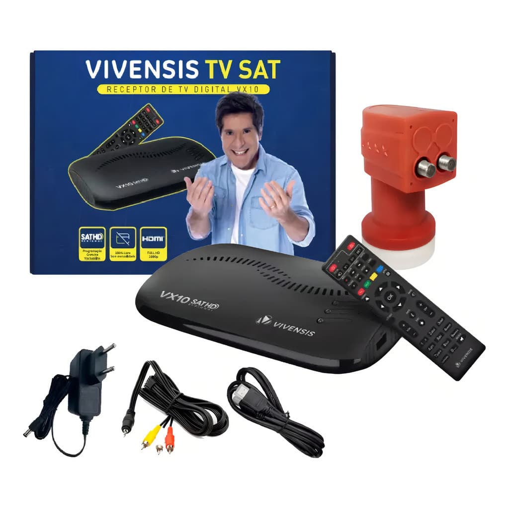 Kit Receptor De Tv Vivensis Vx10 Sat Hd + Lnbf Duplo